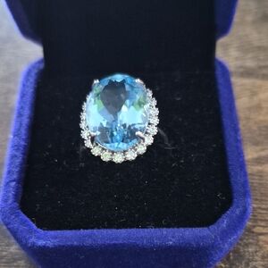 Elegant Blue Gemstone Ring with Silver Accents